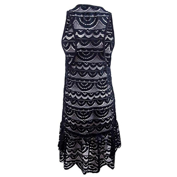 Miken Juniors' Crochet Racerback Drop-Waist Dress Cover-Up - Black - Size XS - Picture 2 of 2